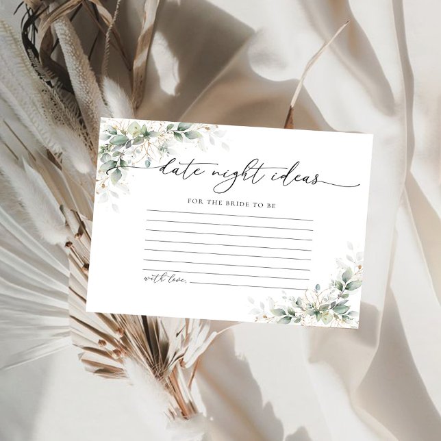 Papier Eucalyptus Gold Fête des mariées Date Nuit Idées (Créateur téléchargé)