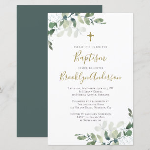 Papier Eucalyptus Grand Budget Baptême Invitation