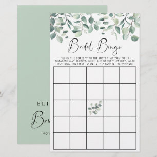 Papier Eucalyptus Green Bridal Bingo Shower Jeu