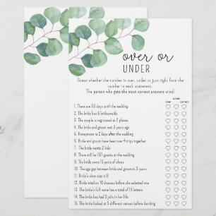 Papier Eucalyptus - Jeu de baby shower : Plus ou Moins
