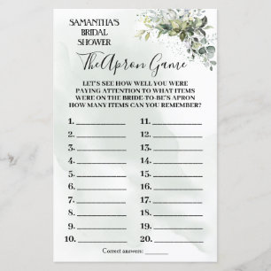 Papier Eucalyptus La douche nuptiale d'Apron jeu bilingue