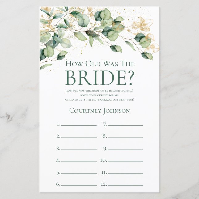 Papier Eucalyptus L'Âge De La Mariée (Devant)