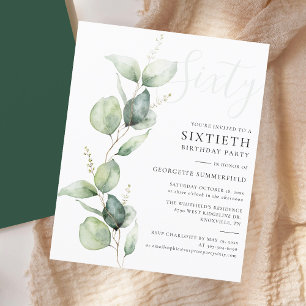 Papier Eucalyptus Maman 60e Anniversaire Fête Invitation