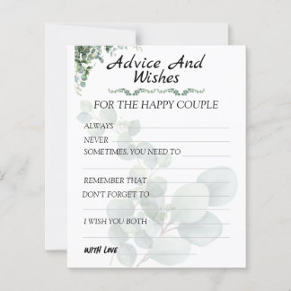 Papier Eucalyptus Modern  Wedding Advice and Wishes