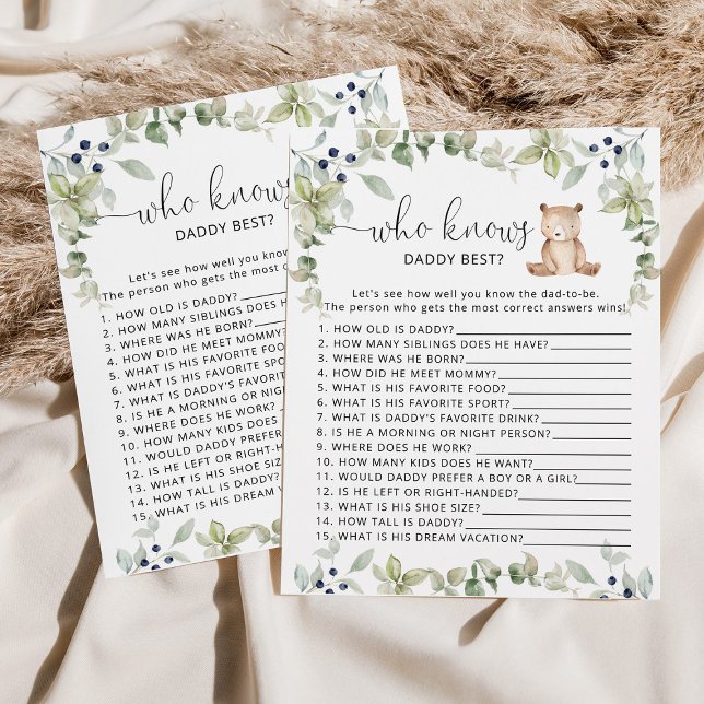 Papier Eucalyptus ours qui connaît papa meilleur baby sho (Créateur téléchargé)