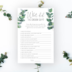 Papier Eucalyptus - Qu'est-ce que le marié a dit le jeu d