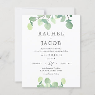 Papier Eucalyptus simple Aquarelle Mariage Invi