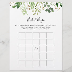 Papier Eucalyptus Simple Brown Floral Bridal Jeu