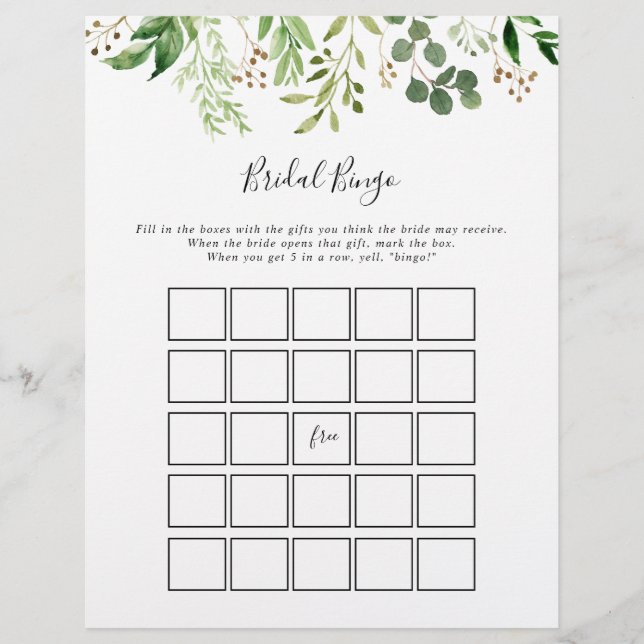 Papier Eucalyptus Simple Brown Floral Bridal Jeu (Devant)