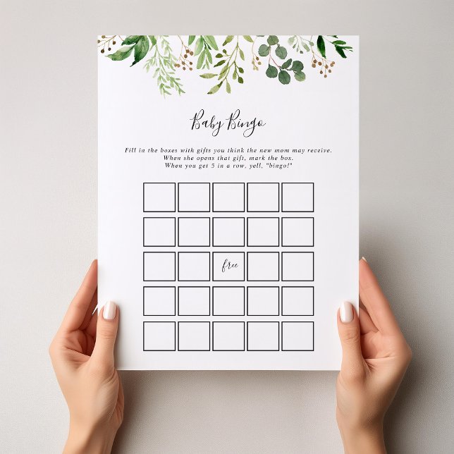 Papier Eucalyptus Simple Floral Baby Bingo Douche Jeu (Créateur téléchargé)
