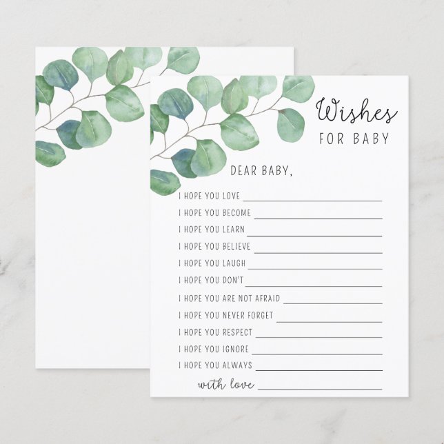 Papier Eucalyptus verdoyant - Voeux pour bébé (Devant / Derrière)