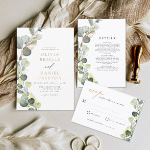 Papier Eucalyptus Verdure Élégant Mariage Invitation
