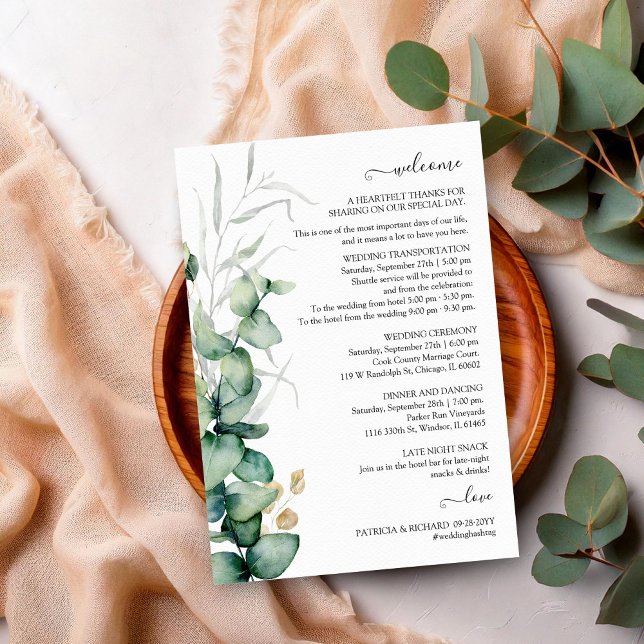 Papier Eucalyptus Verdure Mariage Itinéraire Et Accueil (Créateur téléchargé)