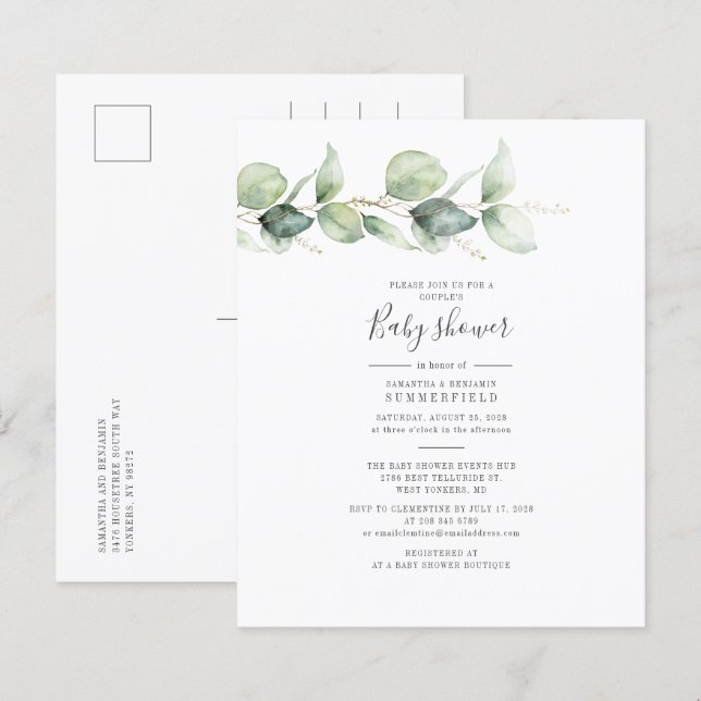 Papier Eucalyptus Vert Budget Couples Baby shower (Devant / Derrière)