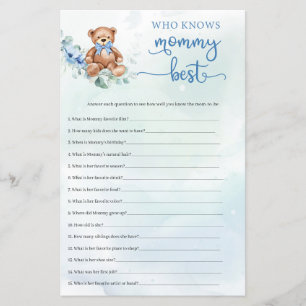 Papier Eucalyptus Wreath Teddy Bear Boy Baby shower jeu