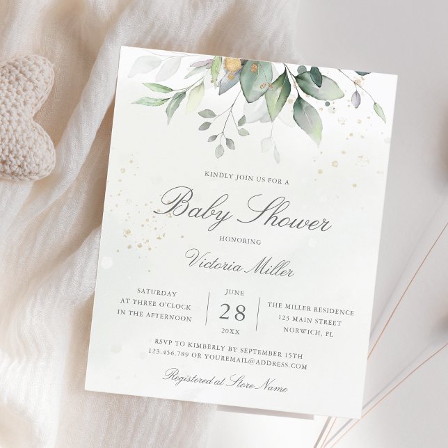 Papier Eucalytus Botanical Gold Baby Shower (Créateur téléchargé)