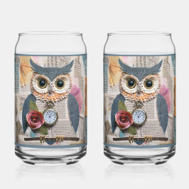 Papier Eule Soda Glas