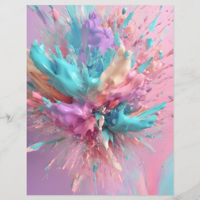 Papier Explosion de peinture Abstrait rose Turquoise Papi (Devant)