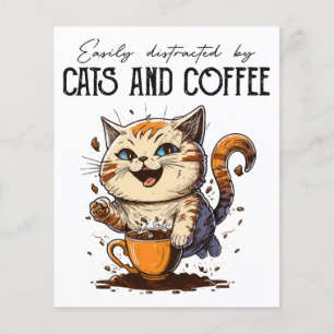 Papier Facilement Distrait Par Les Chats Et Le Café Amour