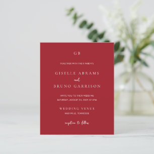 Papier Faire Carton d'Invitation de Mariage Moderne Rouge