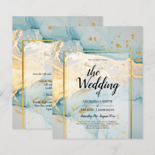 Papier Faire invitation de mariage en verre de mer doré t
