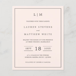 Papier Faire invitation de mariage simple avec monogramme