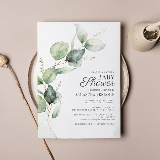 Papier Faire-part de Baby Shower à petit budget avec feui (Créateur téléchargé)