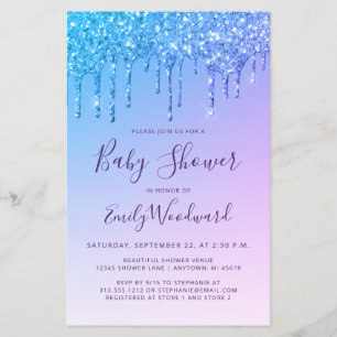 Papier Faire-part de Baby Shower Arc-en-ciel Glitter Budg