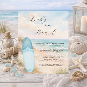 Papier Faire-part de Baby Shower garçon Baby on Board sur