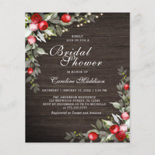 Papier Faire-part de Baby Shower hivernal rustique et lum