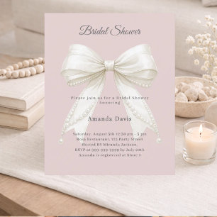 Papier Faire-part de Baby Shower rose poussiéreux perle r