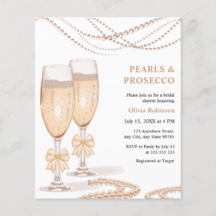 Papier Faire-part de bapteme de mariage Perles et Prosecc