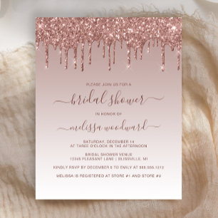 Papier Faire-part de bapteme de mariage Rose Gold Glitter