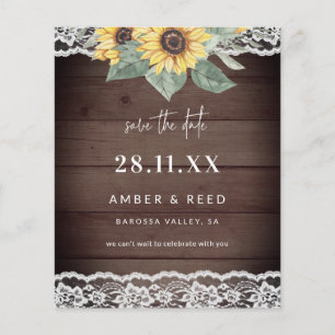 Papier Faire-part de budget Rustique Bois Tournesol & Den