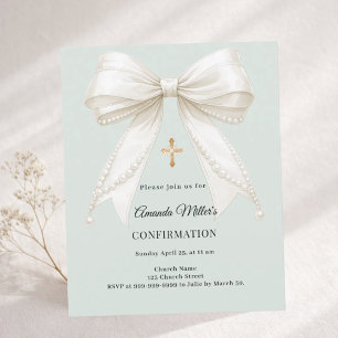 Papier Faire-part de confirmation ruban de satin perles v