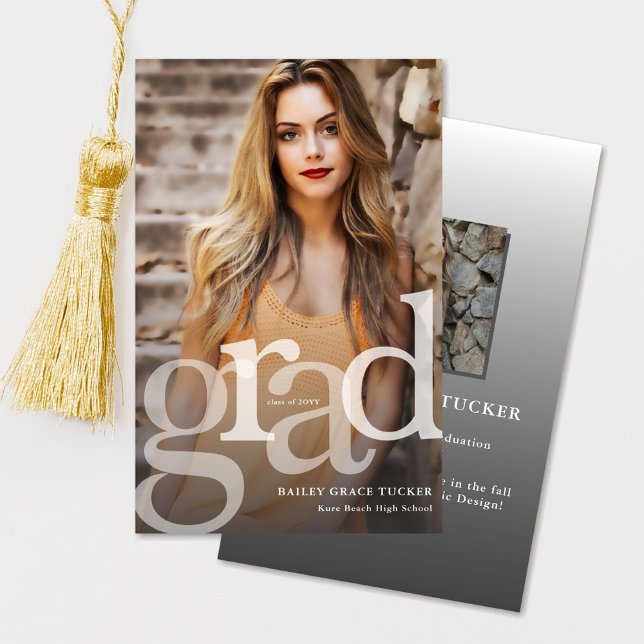 Papier Faire-part de Grad Overlay Budget simple (Créateur téléchargé)