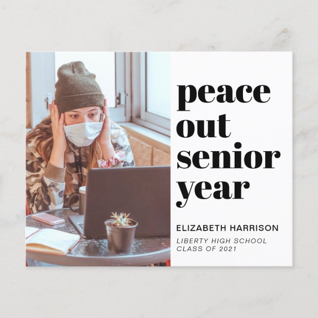 Papier Faire-part de graduation du budget Peace Out Photo (Devant)