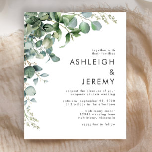 Papier Faire-part de mariage à budget Eucalyptus Greenery
