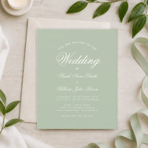 Faire-part de mariage à calligraphie vert sauge Bu