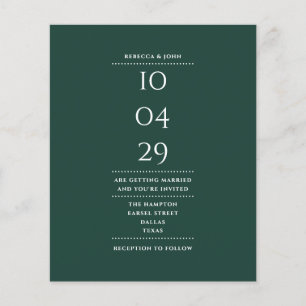 Papier Faire-part de mariage à date émeraude verte à peti