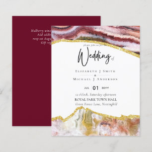 Papier Faire-part de mariage à l'agate dorée sublime de B