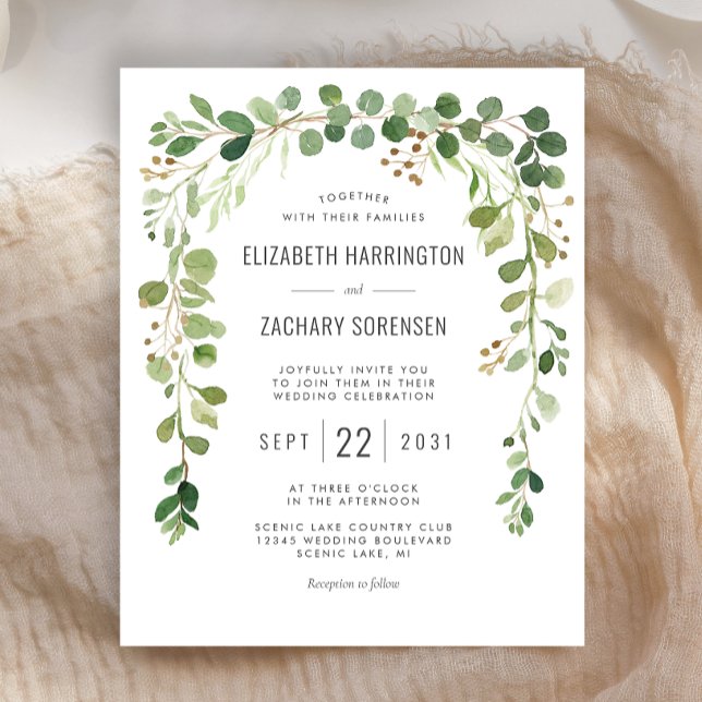 Papier Faire-part de mariage à l'arche d'eucalyptus bon m (Créateur téléchargé)