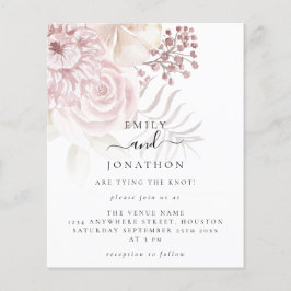 Papier Faire-part de mariage à motif floral rose avec écr