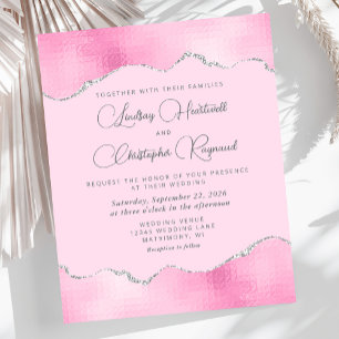 Papier Faire-part de mariage à paillettes rose argenté