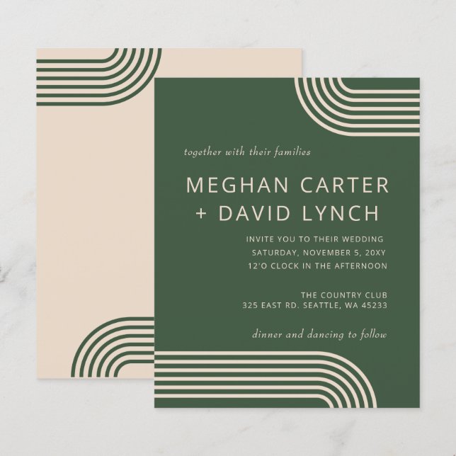 Papier Faire-part de mariage Arche verte budgétaire (Devant / Derrière)