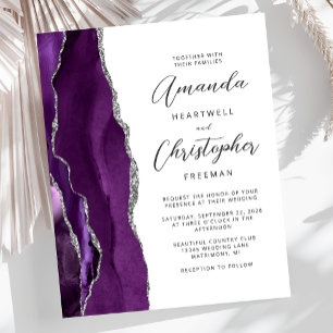 Papier Faire-part de mariage argent Agate Violet Budget