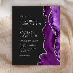 Papier Faire-part de mariage argent Agate Violet Budget