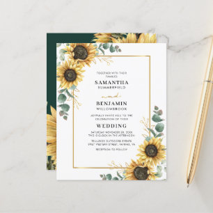 Papier Faire-part de mariage au tournesol et eucalyptus a