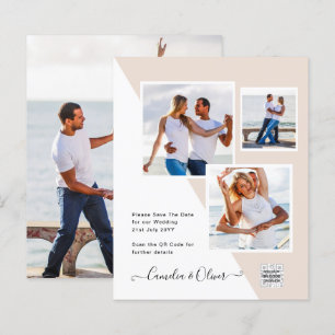Papier Faire-part de mariage avec code QR Champagne Blush