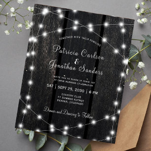 Papier Faire-part de mariage avec lumières en bois de gra